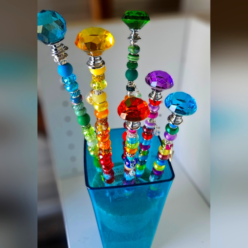 Colorful Beaded Fairy Garden Wand